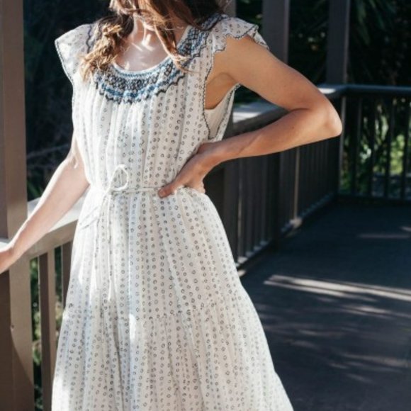 Apiece Apart Aborsano Dress in Dipped Shibori - Dip Tie Dye Boho Smocked - Picture 3 of 16